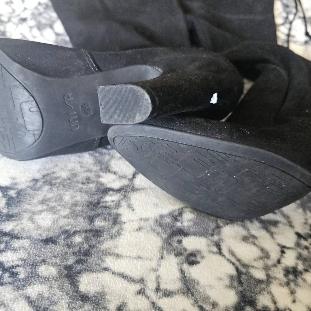 Unisa Boots Womens 8.5 M Suede Tall Over The Knee High Black Block Heels‎ Zipper